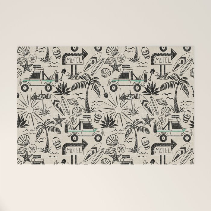 Baja - black and teal Welcome Mat Gallery Image 1