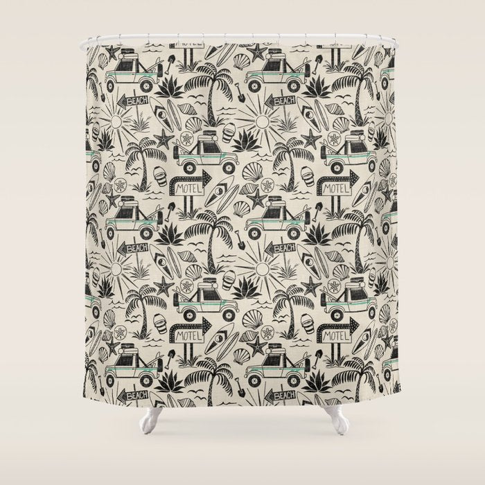 Baja - black and teal Shower Curtain Gallery Image 1