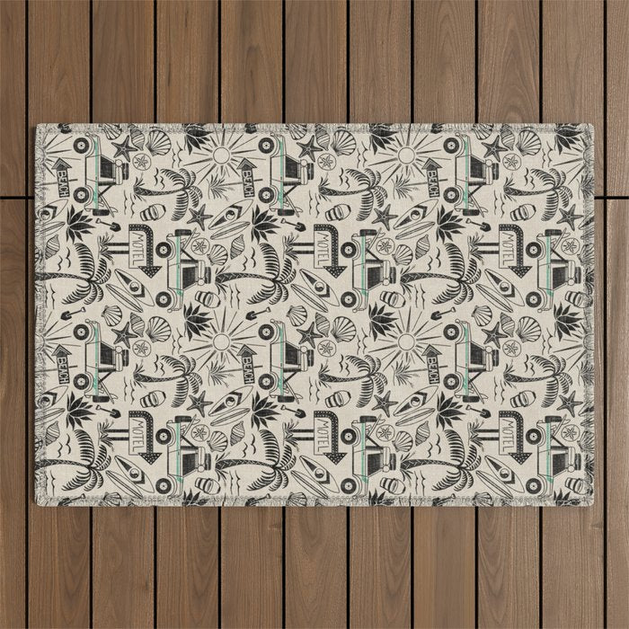 Baja - black and teal Outdoor Rug Gallery Image 1