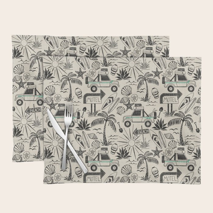 Baja - black and teal Placemat Gallery Image 1