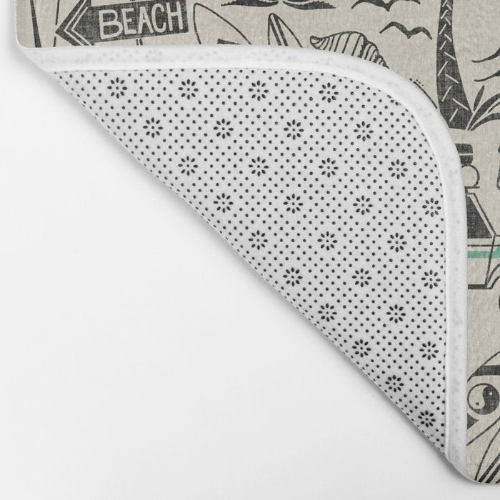 Baja - black and teal Bath Mat Gallery Image 2