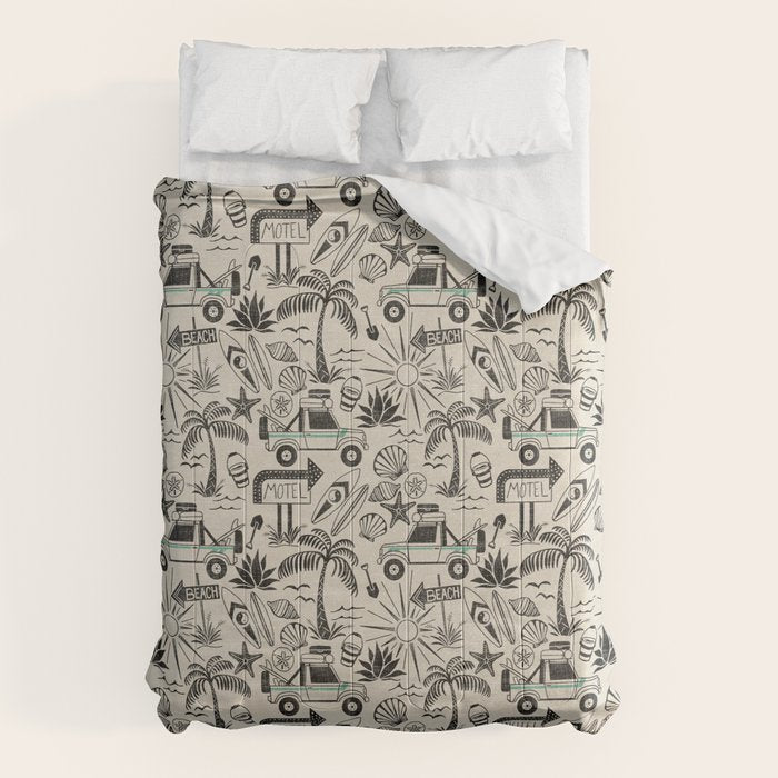 Baja - black and teal Comforter Gallery Image 1