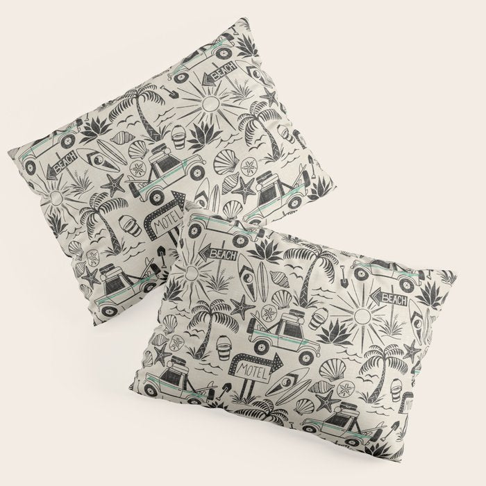 Baja - black and teal Pillow Sham Gallery Image 1
