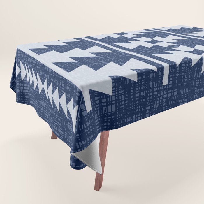 Southwestern Pattern 128 Indigo Blue Tablecloth Gallery Image 1