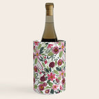 Mauve Pink Forest Green Watercolor Flowers Leaves Wine Chiller Gallery Image 1