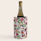 Mauve Pink Forest Green Watercolor Flowers Leaves Wine Chiller Gallery Image 3