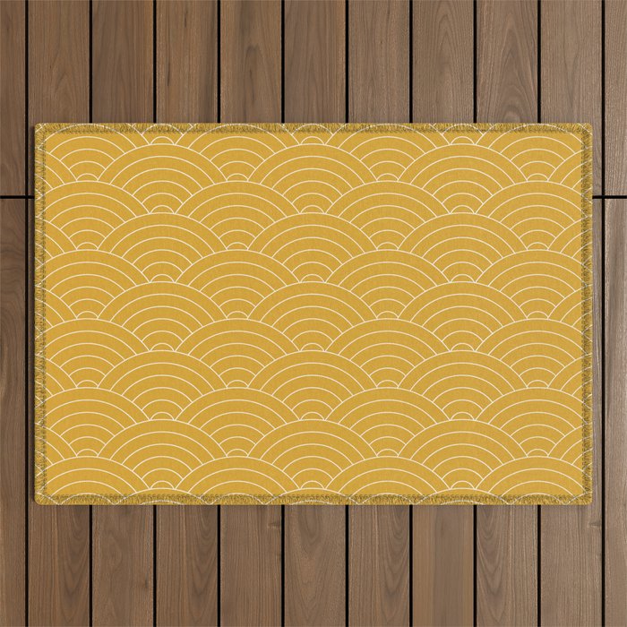 Waves (Mustard Yellow) Outdoor Rug Gallery Image 1