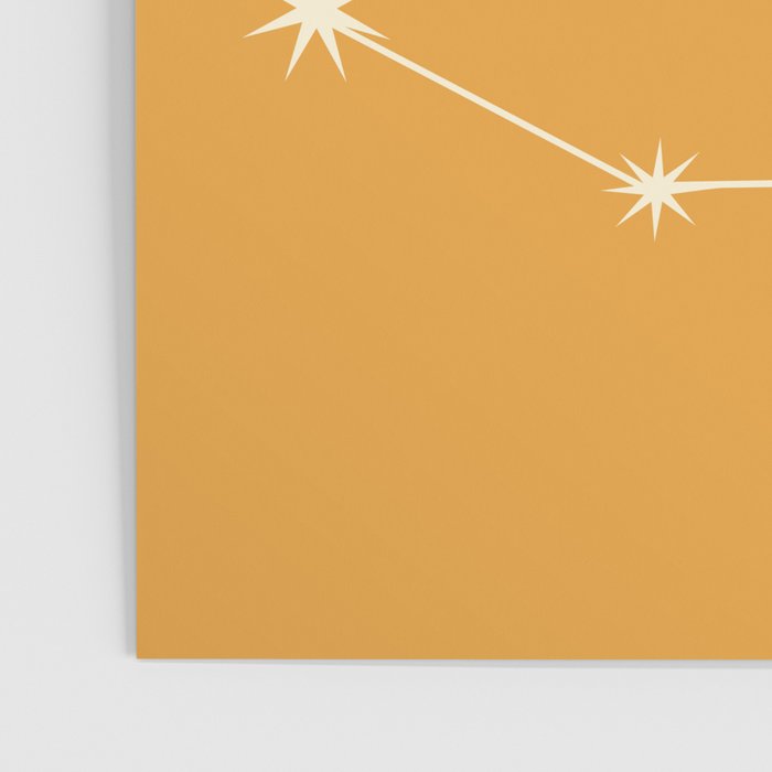 Capricorn Zodiac Star Constellation Line Art Peach Orange Poster Gallery Image 3