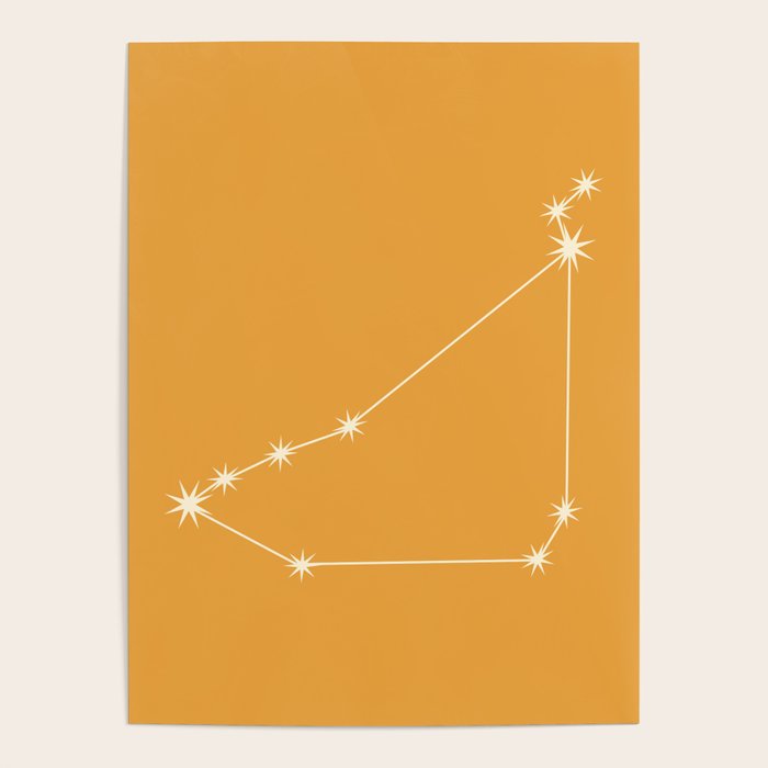 Capricorn Zodiac Star Constellation Line Art Peach Orange Poster Gallery Image 1