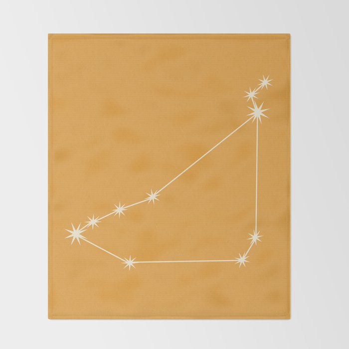 Capricorn Zodiac Star Constellation Line Art Peach Orange Throw Blanket Gallery Image 2