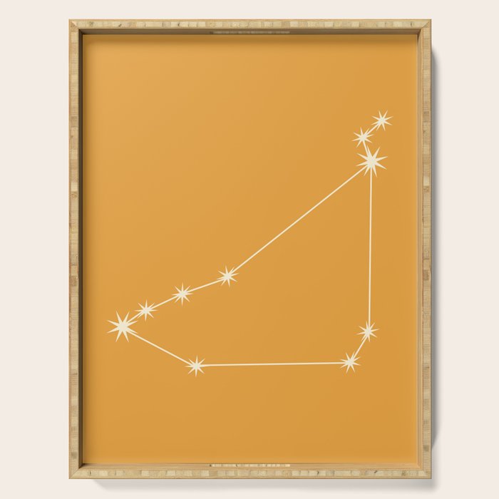 Capricorn Zodiac Star Constellation Line Art Peach Orange Serving Tray Gallery Image 1