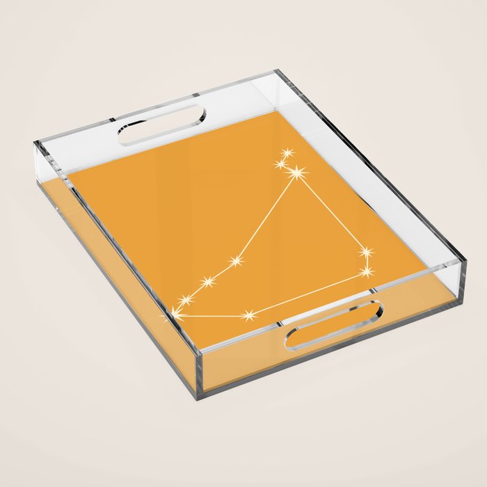 Capricorn Zodiac Star Constellation Line Art Peach Orange Acrylic Tray Gallery Image 1