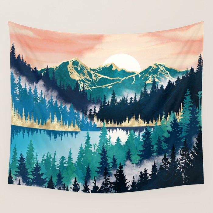 Lake Mist Wall Tapestry Gallery Image 1