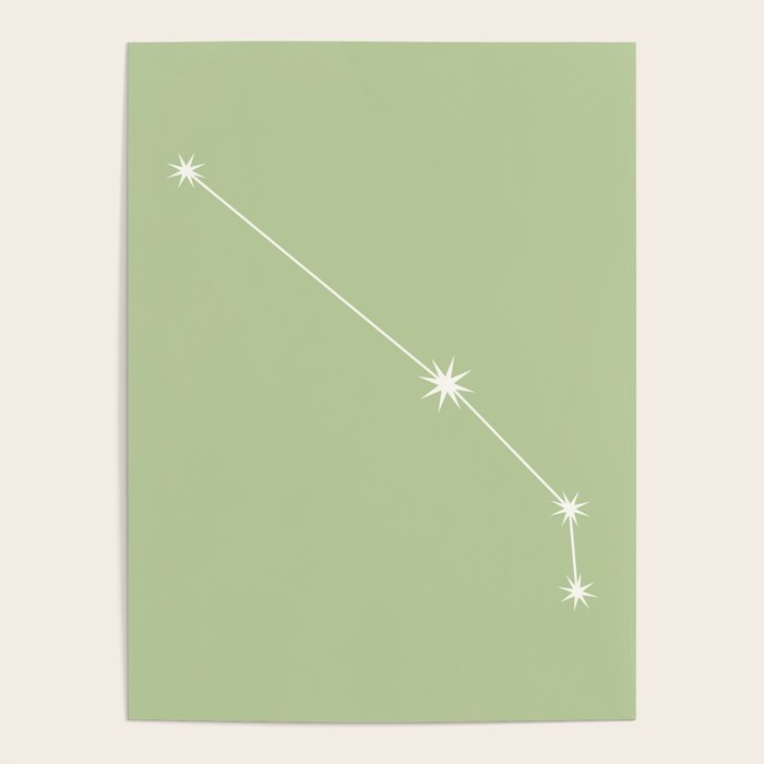 Aries Zodiac Star Constellation Line Art Soft Green Poster Gallery Image 4