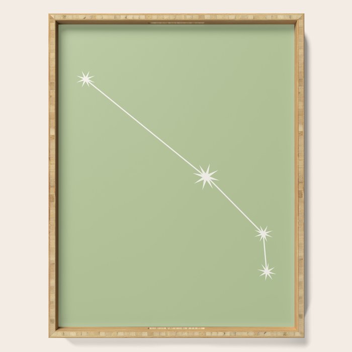 Aries Zodiac Star Constellation Line Art Soft Green Serving Tray Gallery Image 1