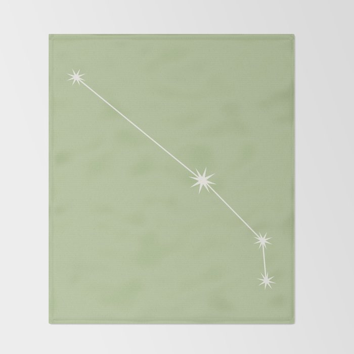 Aries Zodiac Star Constellation Line Art Soft Green Throw Blanket Gallery Image 2