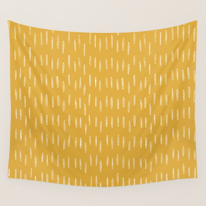 Raindrop Abstract Boho Pattern, Yellow Wall Tapestry Gallery Image 4