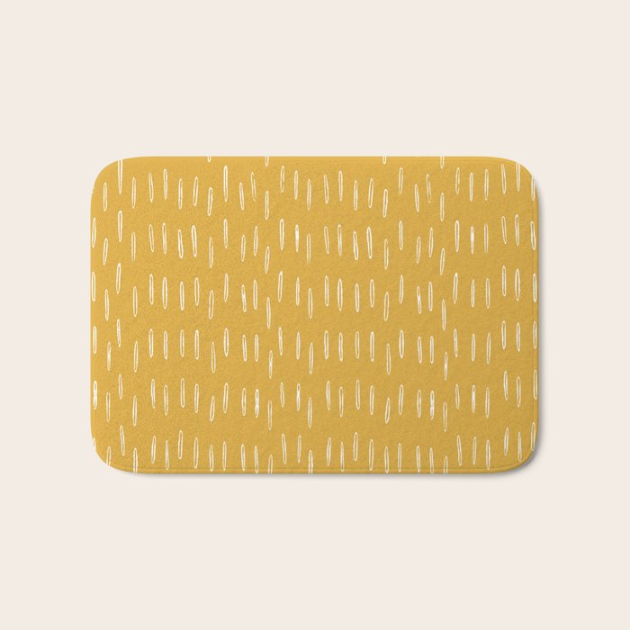 Raindrop Abstract Boho Pattern, Yellow Bath Mat Gallery Image 1