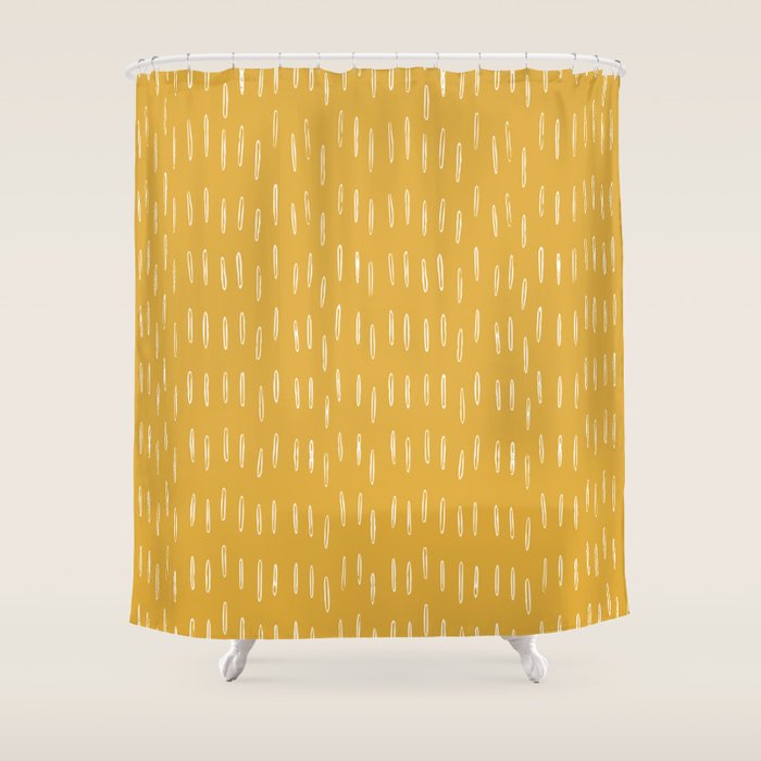 Raindrop Abstract Boho Pattern, Yellow Shower Curtain Gallery Image 1
