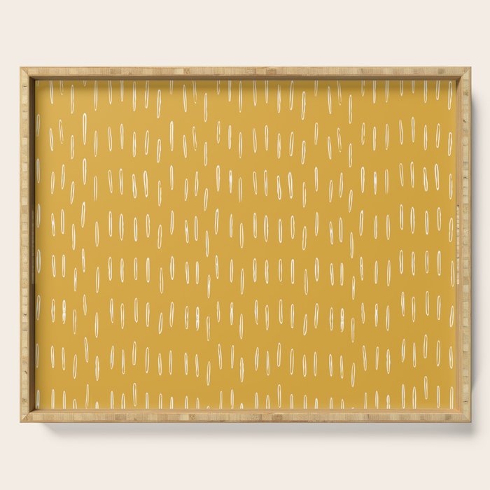 Raindrop Abstract Boho Pattern, Yellow Serving Tray Gallery Image 1