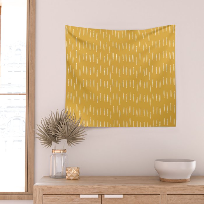 Raindrop Abstract Boho Pattern, Yellow Wall Tapestry Gallery Image 2