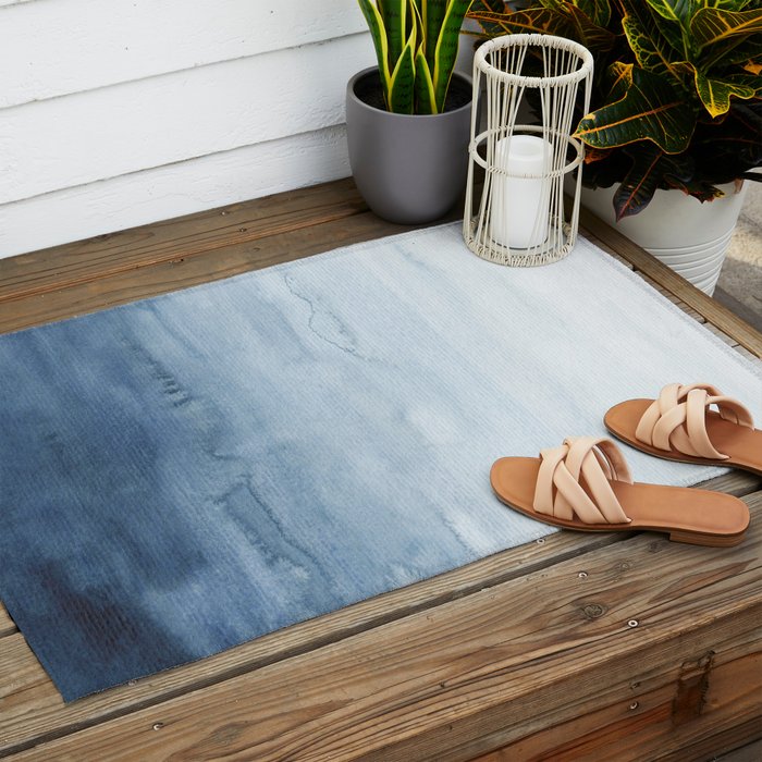 Indigo Abstract Painting | No. 4 Outdoor Rug Gallery Image 2