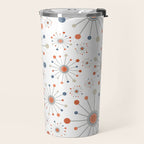 Retro Starburst Mid Century Modern Atomic Stars in Blue Orange Gray Beige Travel Mug Gallery Image 2