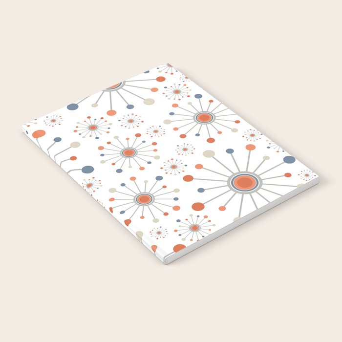 Retro Starburst Mid Century Modern Atomic Stars in Blue Orange Gray Beige Notebook Gallery Image 2