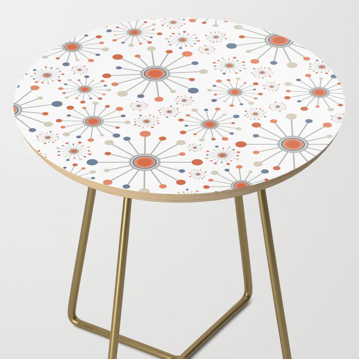 Retro Starburst Mid Century Modern Atomic Stars in Blue Orange Gray Beige Side Table Gallery Image 2