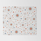 Retro Starburst Mid Century Modern Atomic Stars in Blue Orange Gray Beige Throw Blanket Gallery Image 2