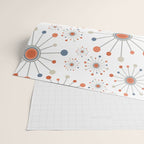 Retro Starburst Mid Century Modern Atomic Stars in Blue Orange Gray Beige Wrapping Paper Gallery Image 2
