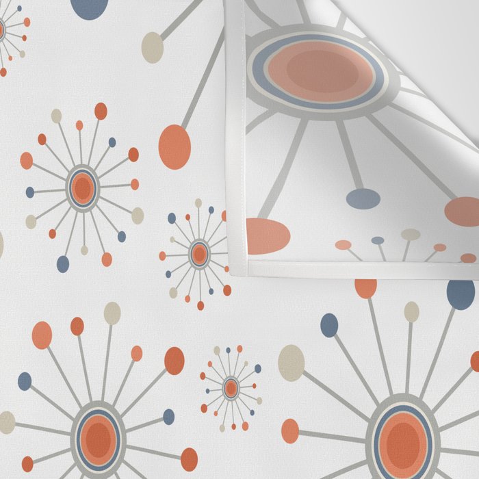 Retro Starburst Mid Century Modern Atomic Stars in Blue Orange Gray Beige Wall Tapestry Gallery Image 3