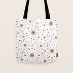 Retro Starburst Mid Century Modern Atomic Stars in Blue Orange Gray Beige Tote Bag Gallery Image 1