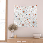 Retro Starburst Mid Century Modern Atomic Stars in Blue Orange Gray Beige Wall Tapestry Gallery Image 2