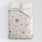 Retro Starburst Mid Century Modern Atomic Stars in Blue Orange Gray Beige Duvet Cover Gallery Image 6