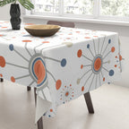 Retro Starburst Mid Century Modern Atomic Stars in Blue Orange Gray Beige Tablecloth Gallery Image 3