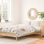 Retro Starburst Mid Century Modern Atomic Stars in Blue Orange Gray Beige Duvet Cover Gallery Image 2