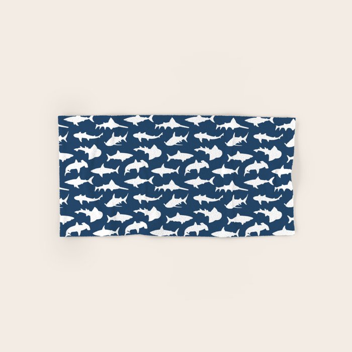 Sharks on Regal Blue Bath Towel Gallery Image 1