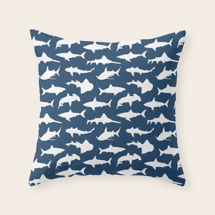 Sharks on Regal Blue Throw Pillow Gallery Image 6