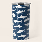 Sharks on Regal Blue Travel Mug Gallery Image 1