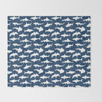 Sharks on Regal Blue Throw Blanket Gallery Image 2