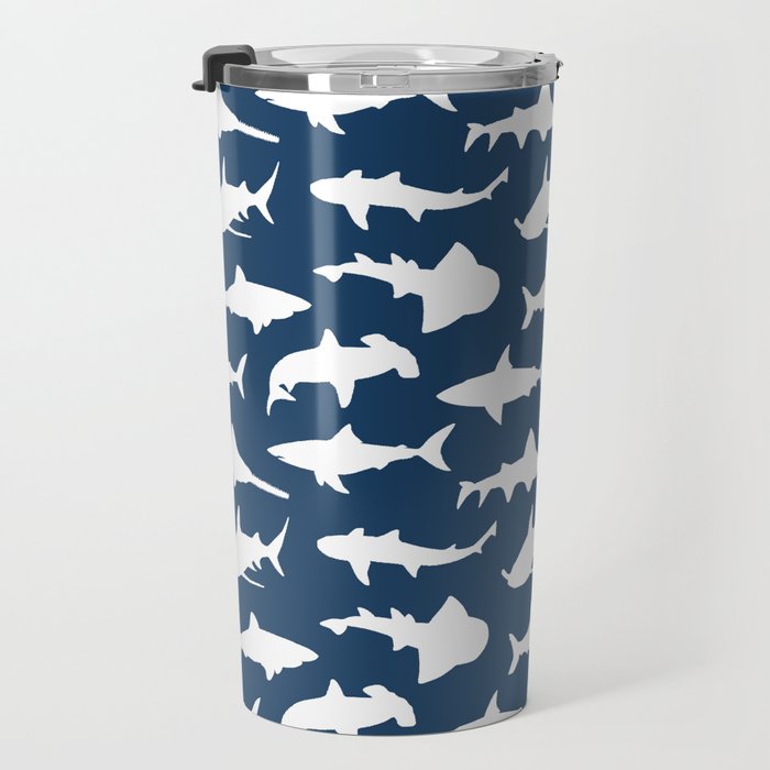 Sharks on Regal Blue Travel Mug Gallery Image 3