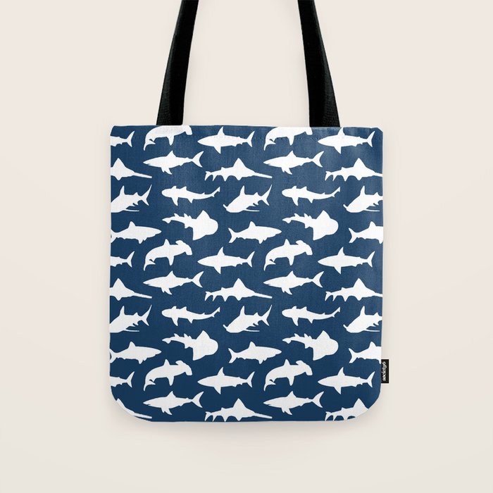 Sharks on Regal Blue Tote Bag Gallery Image 1