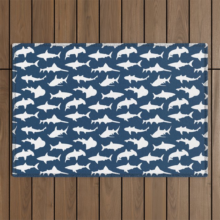 Sharks on Regal Blue Outdoor Rug Gallery Image 1