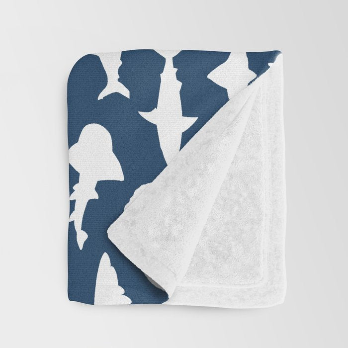 Sharks on Regal Blue Throw Blanket Gallery Image 3