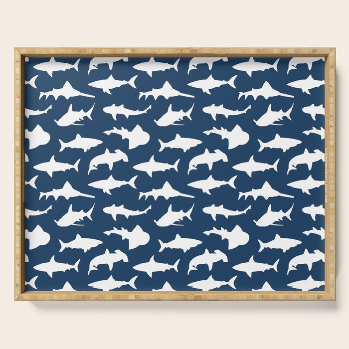 Sharks on Regal Blue Serving Tray Gallery Image 1