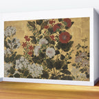 Flowers & Grapes Vintage Japanese Floral Gold Leaf Screen Wall Mural Gallery Image 2