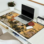 Flowers & Grapes Vintage Japanese Floral Gold Leaf Screen Desk Mat Gallery Image 2