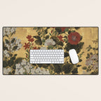 Flowers & Grapes Vintage Japanese Floral Gold Leaf Screen Desk Mat Gallery Image 1