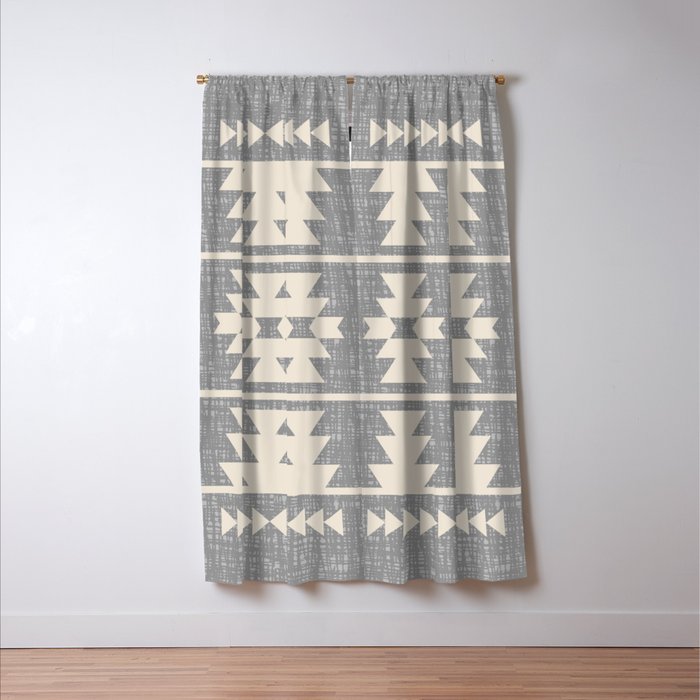 Southwestern Pattern 131 Gray and Beige Window Curtain Gallery Image 3